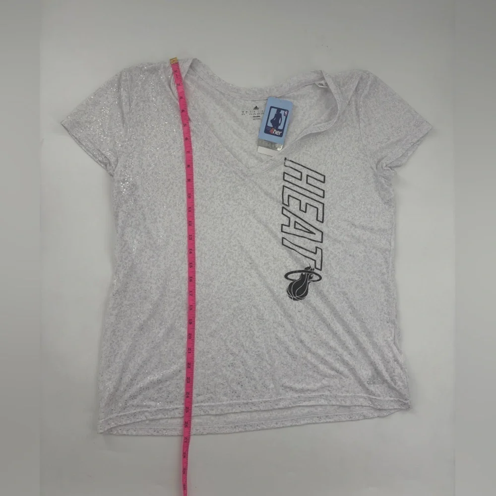 adidas White Miami Heat V-Neck Tee - Picture 7 of 8
